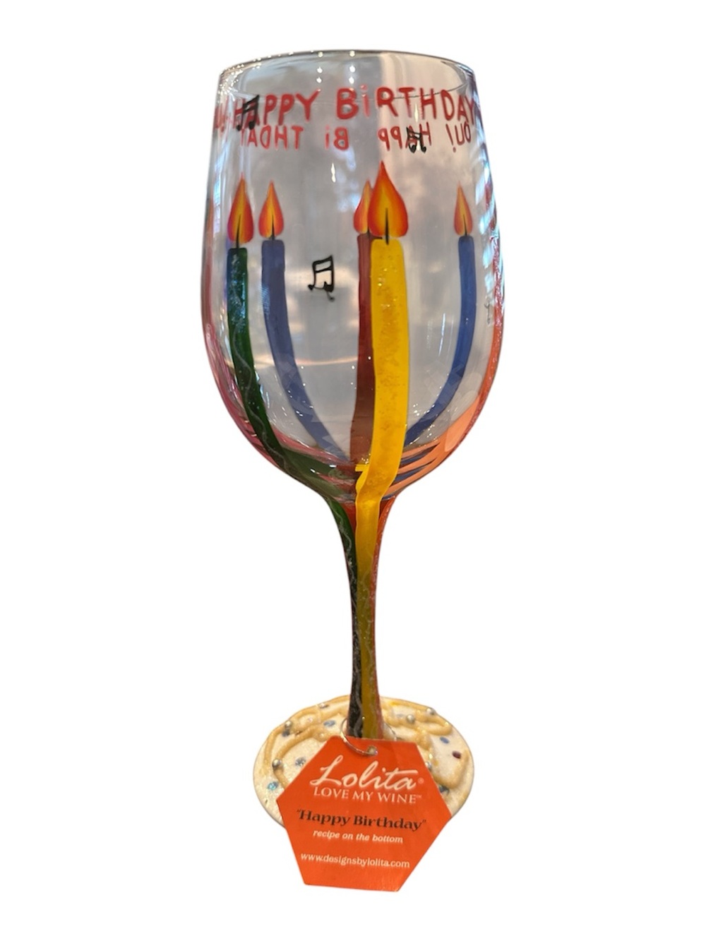 Lolita Happy Birthday Hand-Painted Wine Glass - Multicolor